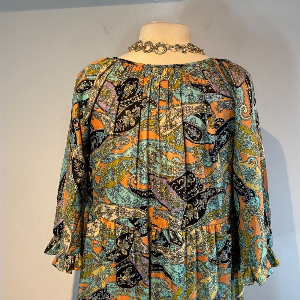 Lemonwood paisley print silk blend tiered maxi dress size S/M - Picture 10 of 15